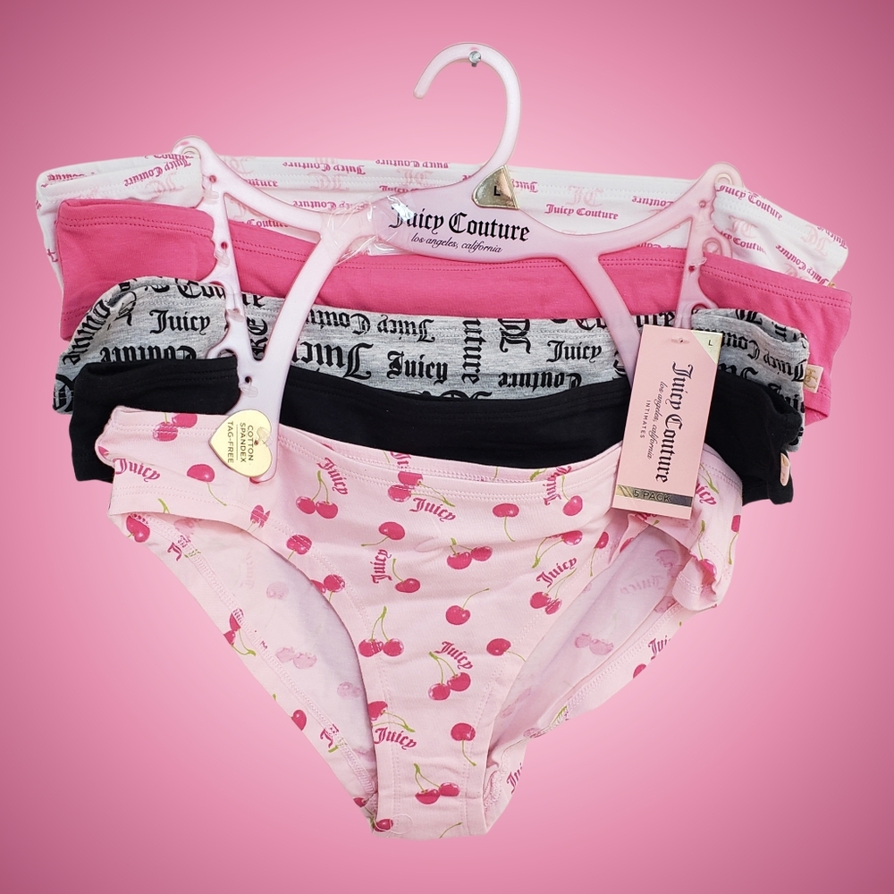 Juicy Couture Underwear 5 Pairs Cotton Spandex Large Pink NWT